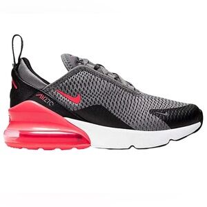 Nike air max270 Smoky Grey/Hyper Pink/Black/White kids Sneakers Size 11.5 C
